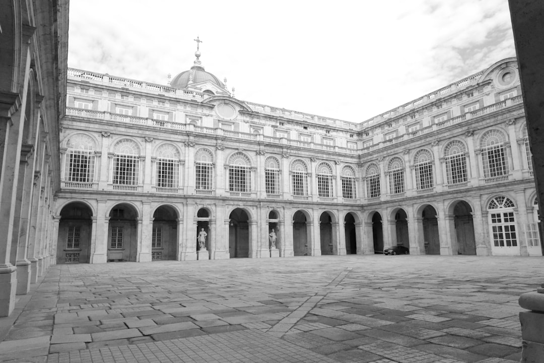 Grand courtyard of an ornate european palace